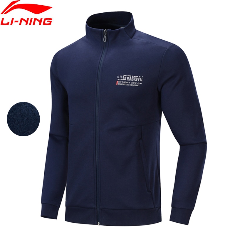 Li-ning Men Training FZ dzianinowy top WARM AT Fleece regularny krój 64% poliester 36% bawełniana podszewka sportowy płaszcz zimowy AWDP677 COND19