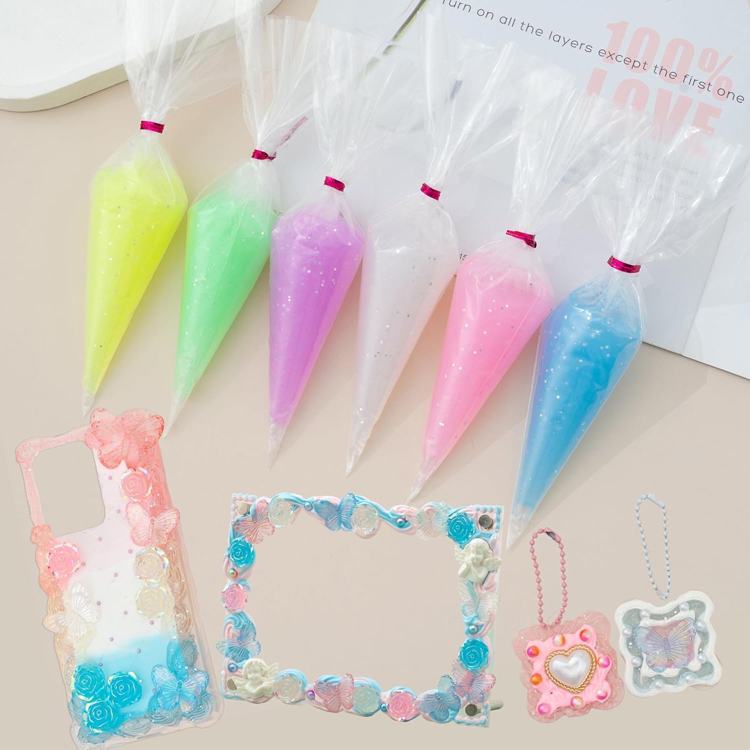 Colle gelée transparente 50g pour l'artisanat de bricolage | Colle crème simulée | Décoration de coque de téléphone, de fête, fournitures artistiques (Non-Toxi