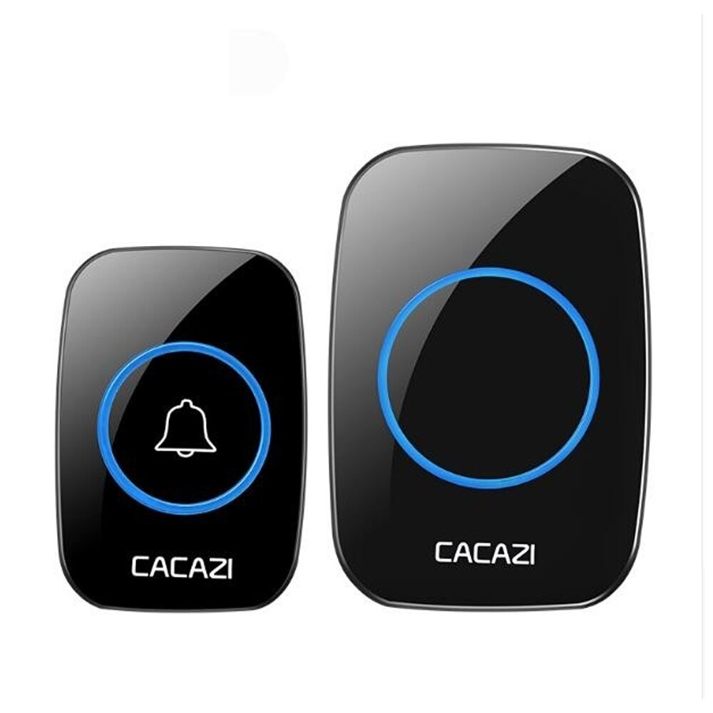 Waterproof Wireless Doorbell 100-240V 60 Rings 5 Volume Chime 300M Remote Led Light Home Eu Plug Black Door Bell