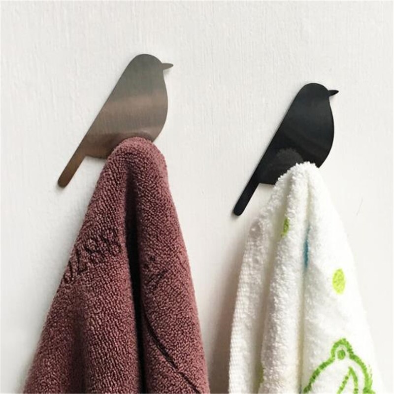 2 Stks/partij Vogel-Vormige Muur Mount Sleutelhouder Decoratieve Roestvrij Staal Hanger Sleutels Hanger Home Decor Haken
