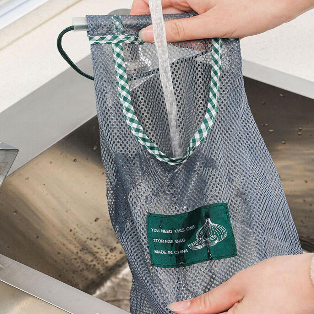 Sac de rangement suspendu pour légumes, oignons, pommes de terre, sac en maille respirant creux, sac de rangement en maille pour ail et gingembre