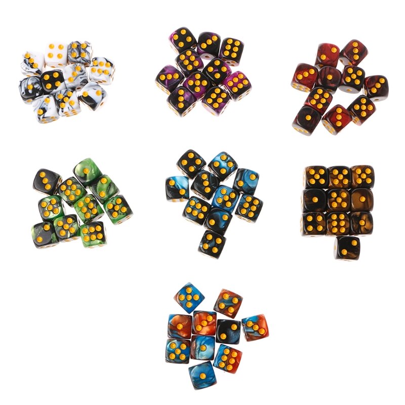 Tavolo da gioco portatile ad angolo tondo con cubo trasparente da 12mm a sei facce da 10 pezzi