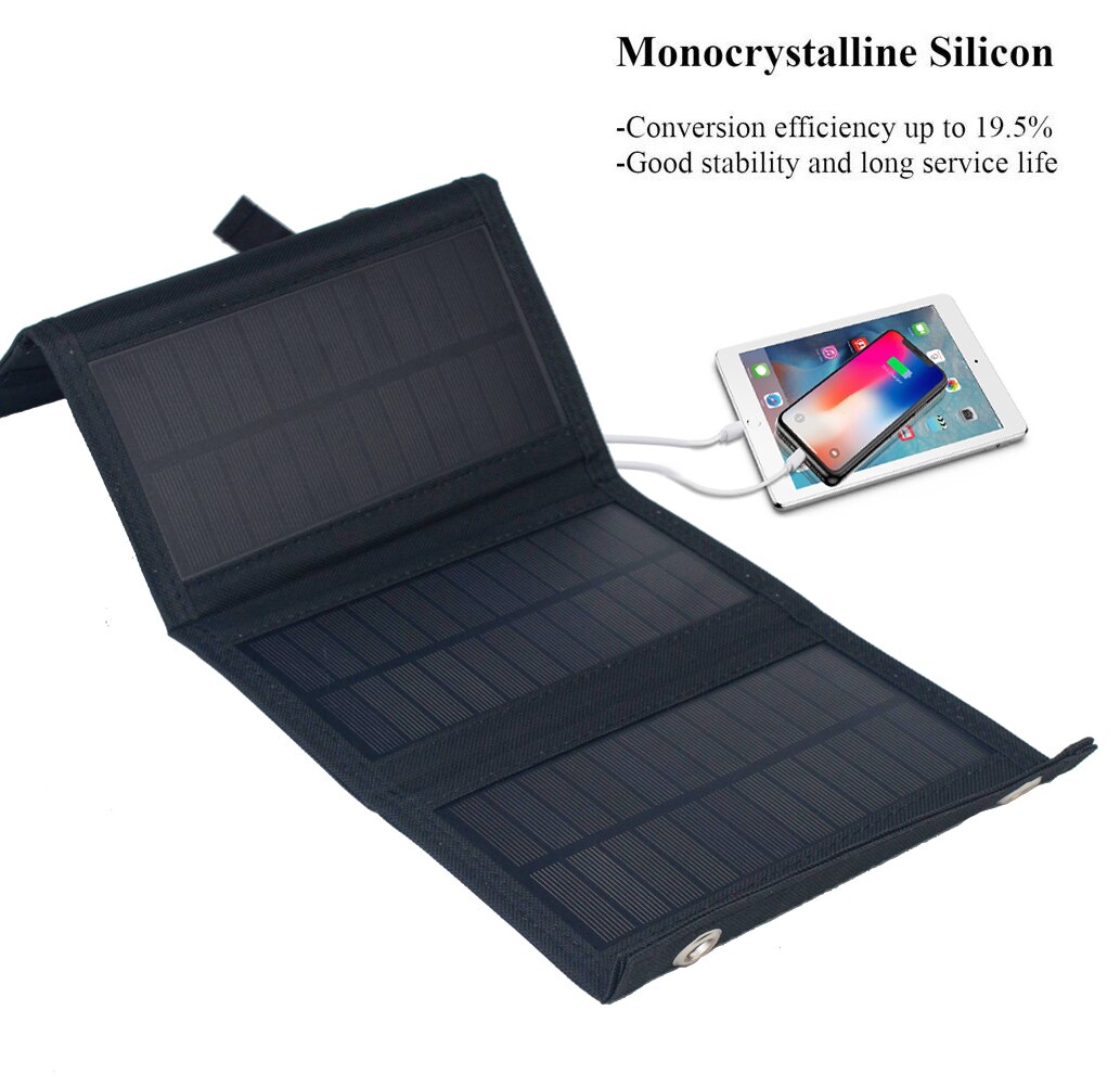 20W Foldable Solar Panel Kit USB 5V Solar Pannel Power Bank Cells Waterproof Solar Battery for Outdoor Camping Hiking Charger