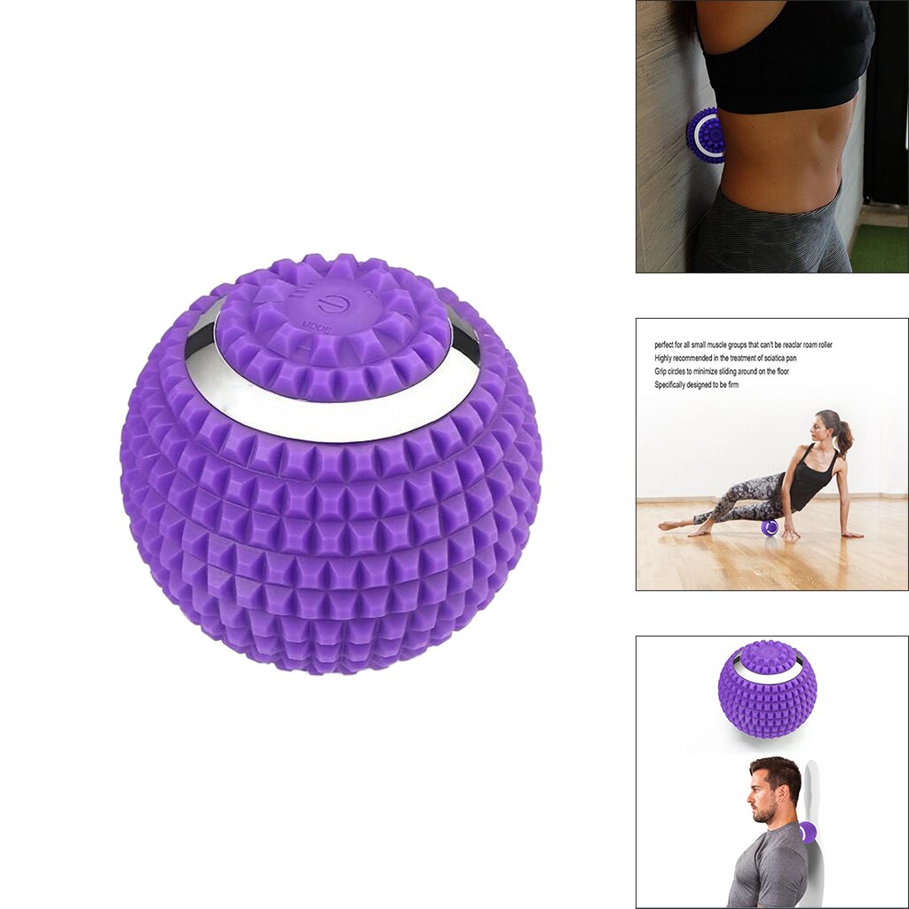 Massage Ball USB 10cm Spiky Massage Roller Full Body Exercise Vibrating Ball: Purple
