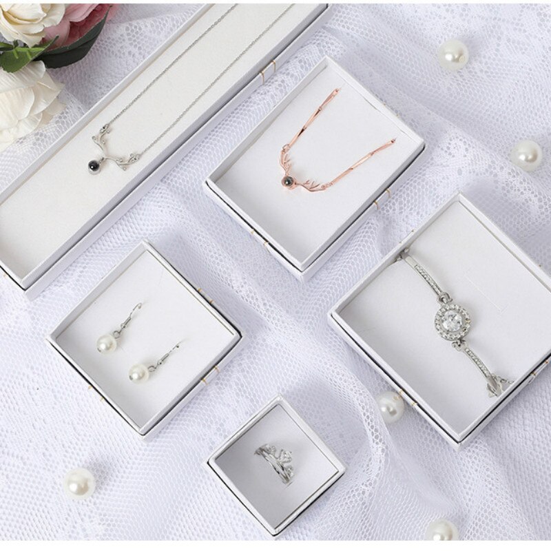 Hvid sløjfe smykke emballage æske til ring øreringe armbånd halskæde holder organisator smykker display æsker til smykker