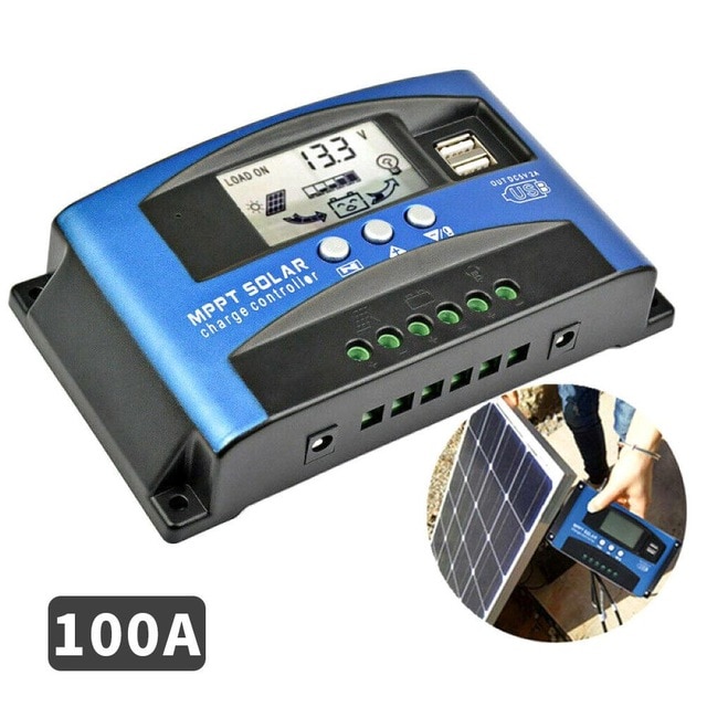 Mppt Controller Solar Charge Controller MPPT Solar Controller MPPT Solar Controller Dual Usb LCD Display 12/24v 5V/2A: 100A