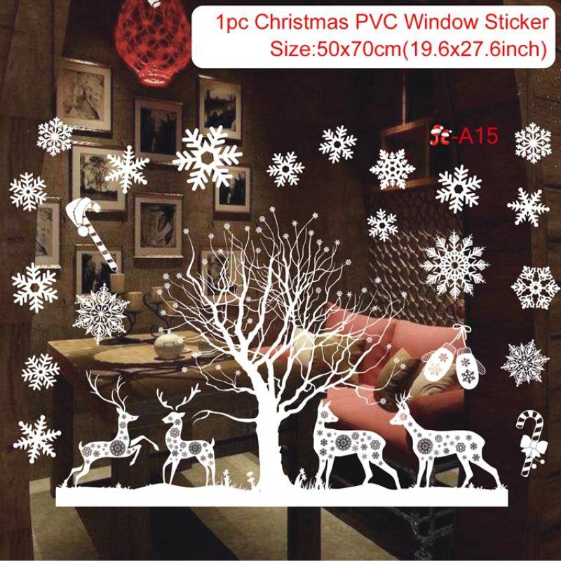 Joyeux noël Stickers muraux fenêtre verre autocollants maison décorations de noël noël ornements noël nouvel an décor à la maison