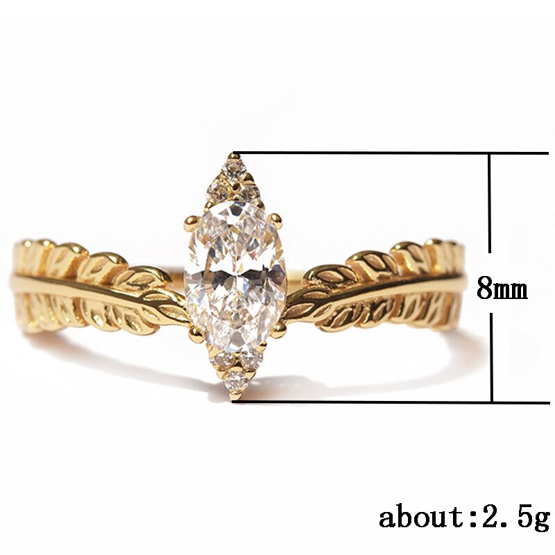 Huitan-Anillos de Compromiso de lujo para mujer, Color dorado, con forma de marquesa, anillo de chica con banda, , joyas de matrimonio elegantes para mujer