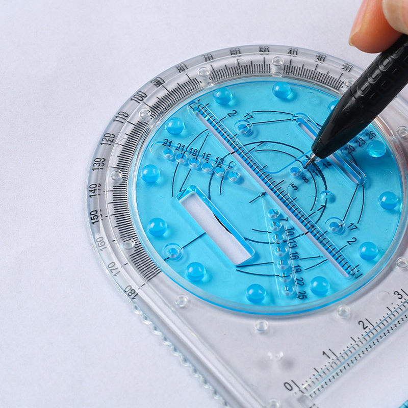 Regla geométrica multifuncional, herramienta de medición de plantilla de dibujo geométrico para suministros de oficina y escuela, NIN668
