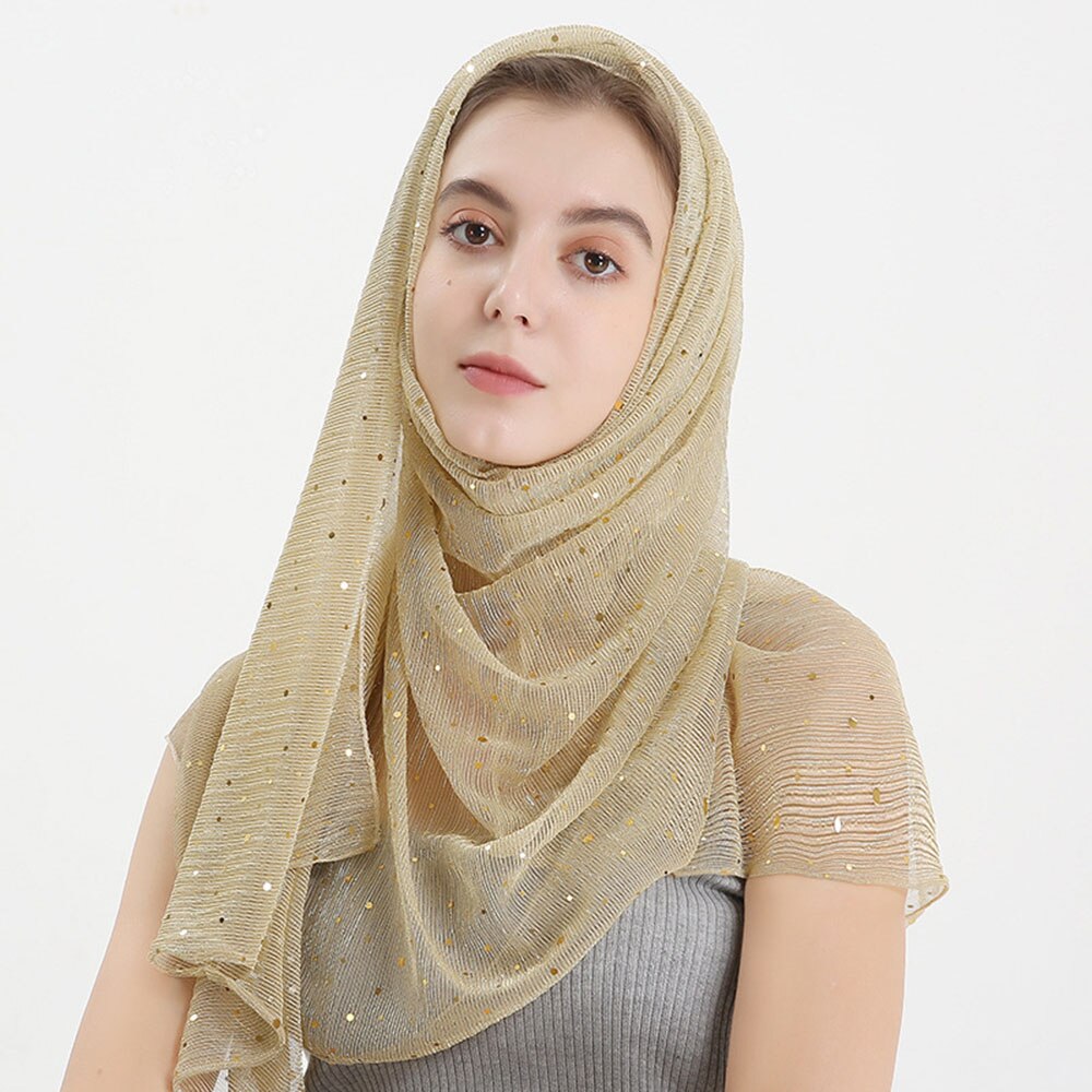 Produkt pailletter kvinder lang hijab tørklæde muslimsk dame hijab hætter islam tøj tyrkisk turban sjal tørklæder
