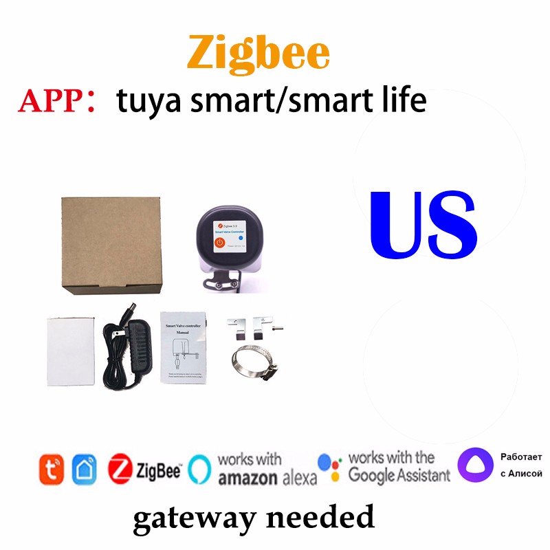 Zigbee-Válvula de agua con Wifi, controlador de Gas, Control por aplicación, funciona automáticamente con Sensor de agua, Alexa Smartthings, Yandex, Tuya, Smart Life: zigbee valve US