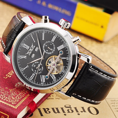 JARAGAR männer Uhren Tourbillon Mechanische Herren Uhren Datum Kalender Woche Monat Multifunktions Armbanduhren erkek kol saati