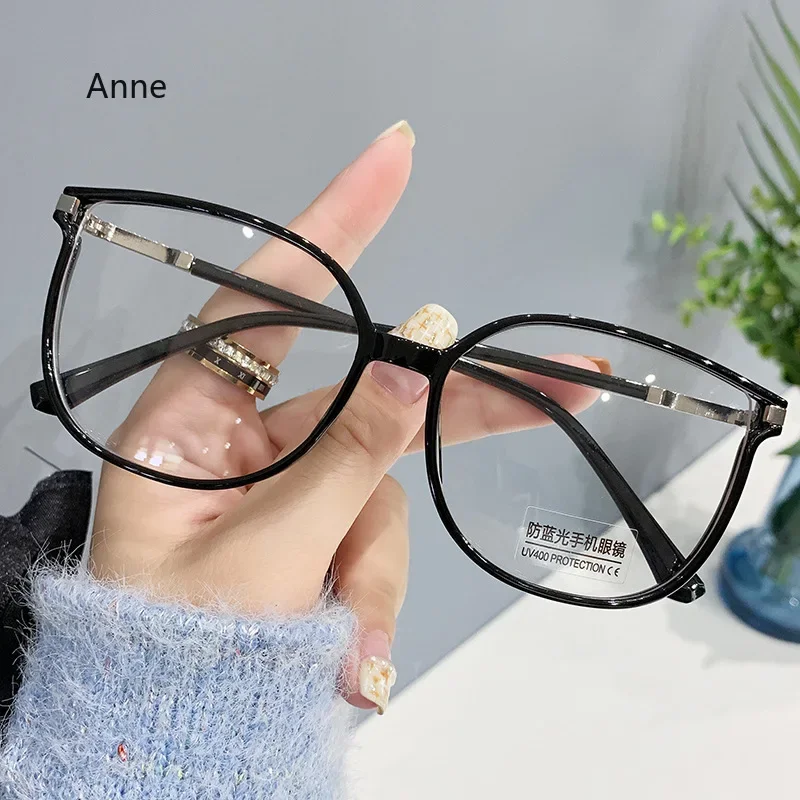 Anti-Blue Light Reading Glasses Women Large Frame Cat Eye Glitter Presbyopic Eyeglasses Men Optical Eyewear 0+400: black / +200