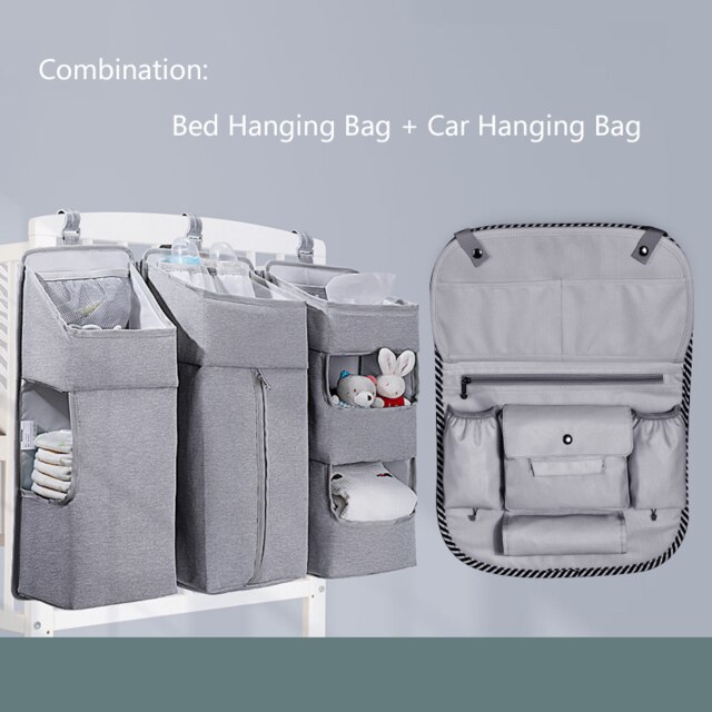 Baby Storage Box Baby Crib Hanging Bag Baby Out Diaper Storage Bag Bedside Hanging Basket Shelf Waterproof Diaper Bag