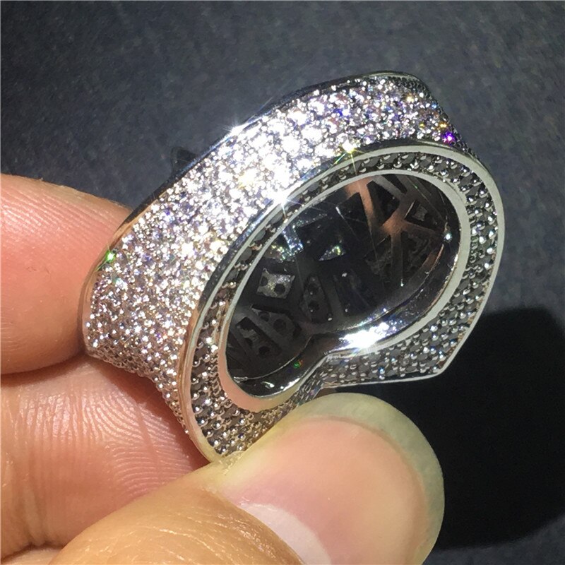 Bague hip-hop pour homme, grande étoile, pavée de 500 zircons aaaaaa, alliance de fiançailles pour homme, bijoux rock glacés