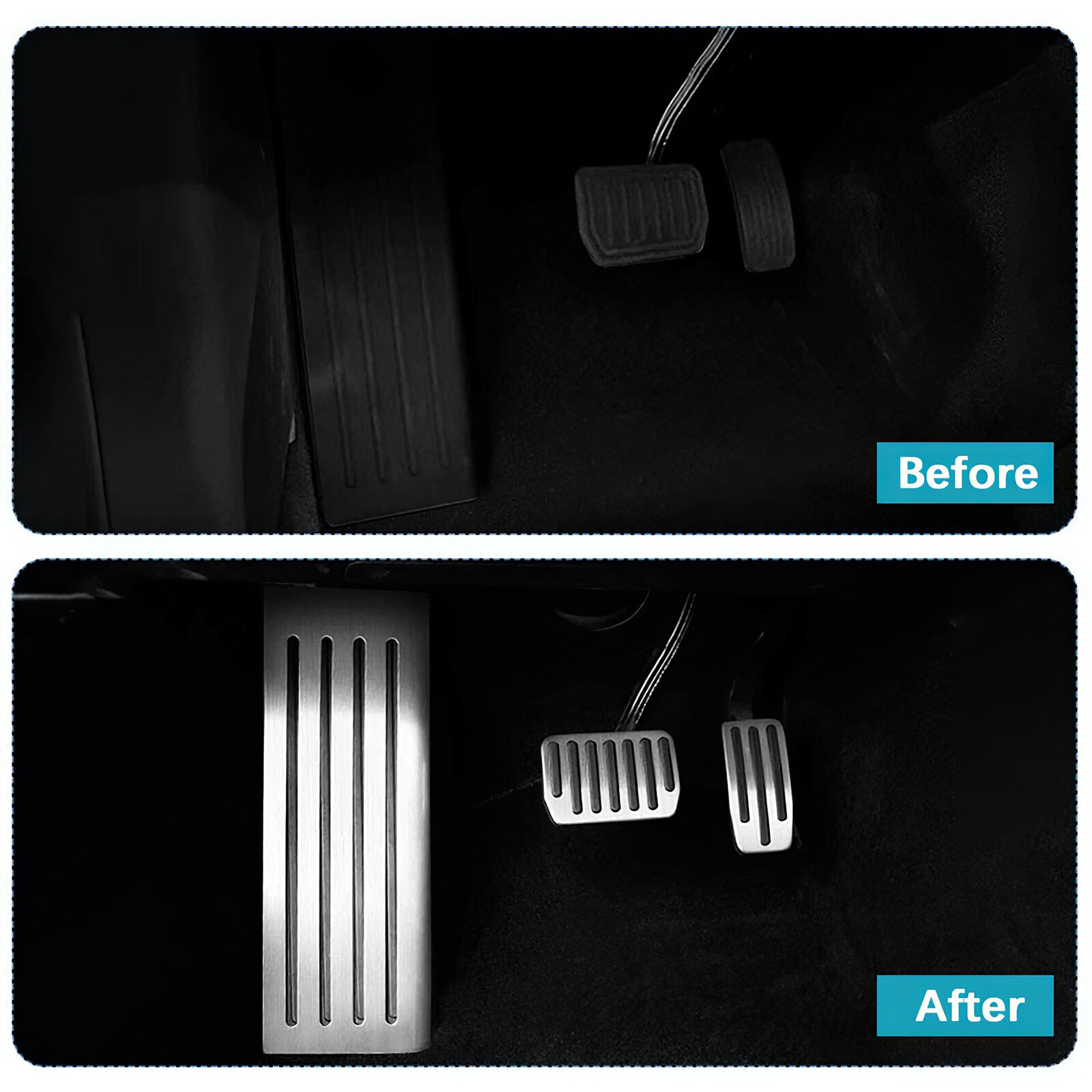 Aluminum Alloy Accelerator Pedal Brake Pedal Rest Pedal Stainless Steel Plate Non-Slip Side Pedal Suitable for Tesla