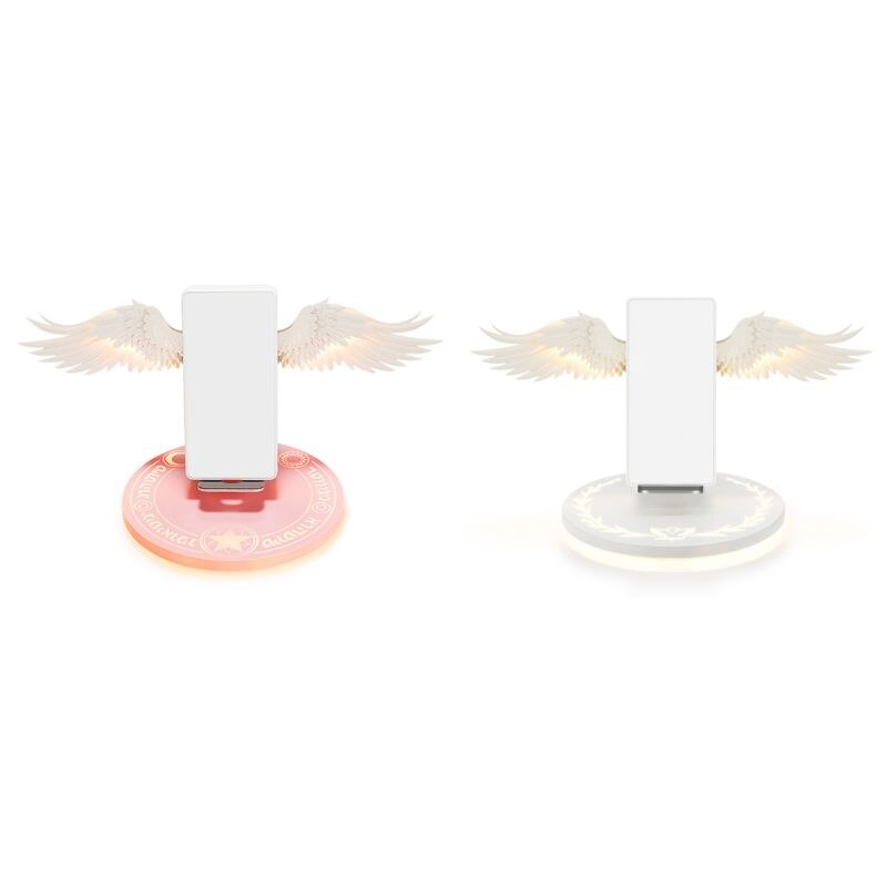 Base de carga inalámbrica LED Qi, 10W, Cargador rápido de alas de Ángel para móvil