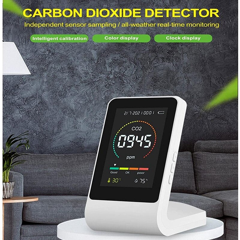 Portable CO2 Meter, Smart 3-In-1 Tool For Carbon Dioxide Detection, Thermometer For Monitoring Indoor Air