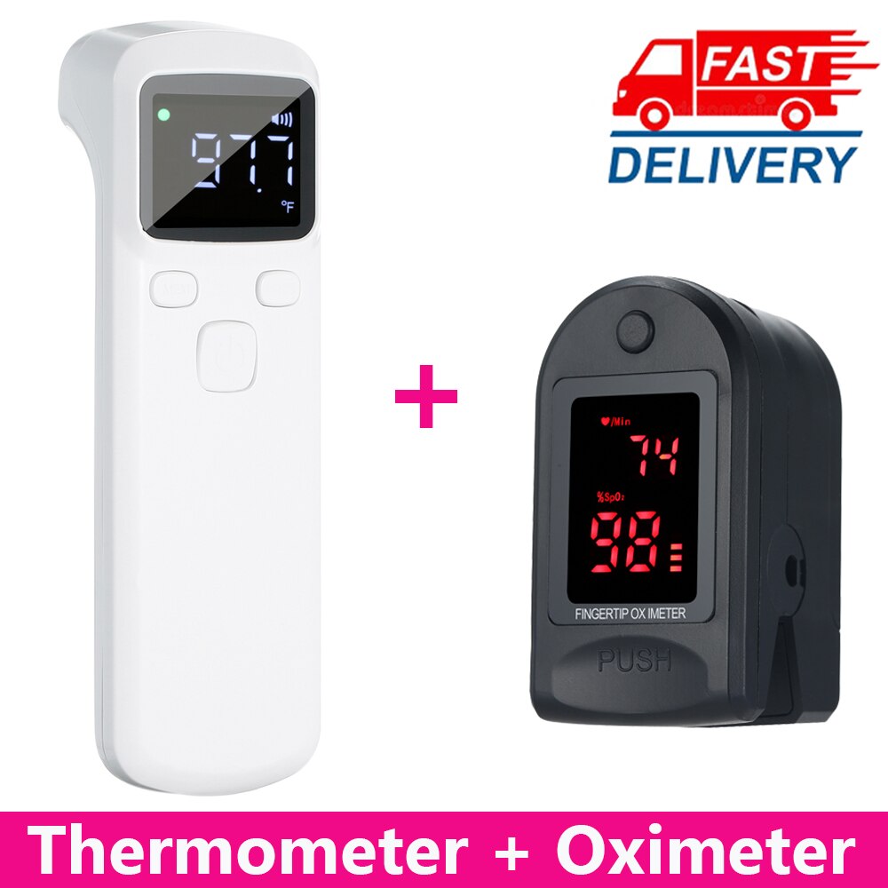 Fingertip Pulse Oximeter OLED Display Finger Clip Oximetro HRV SpO2 PR PI Respiratory Rate + Forehead Infrared Thermometer