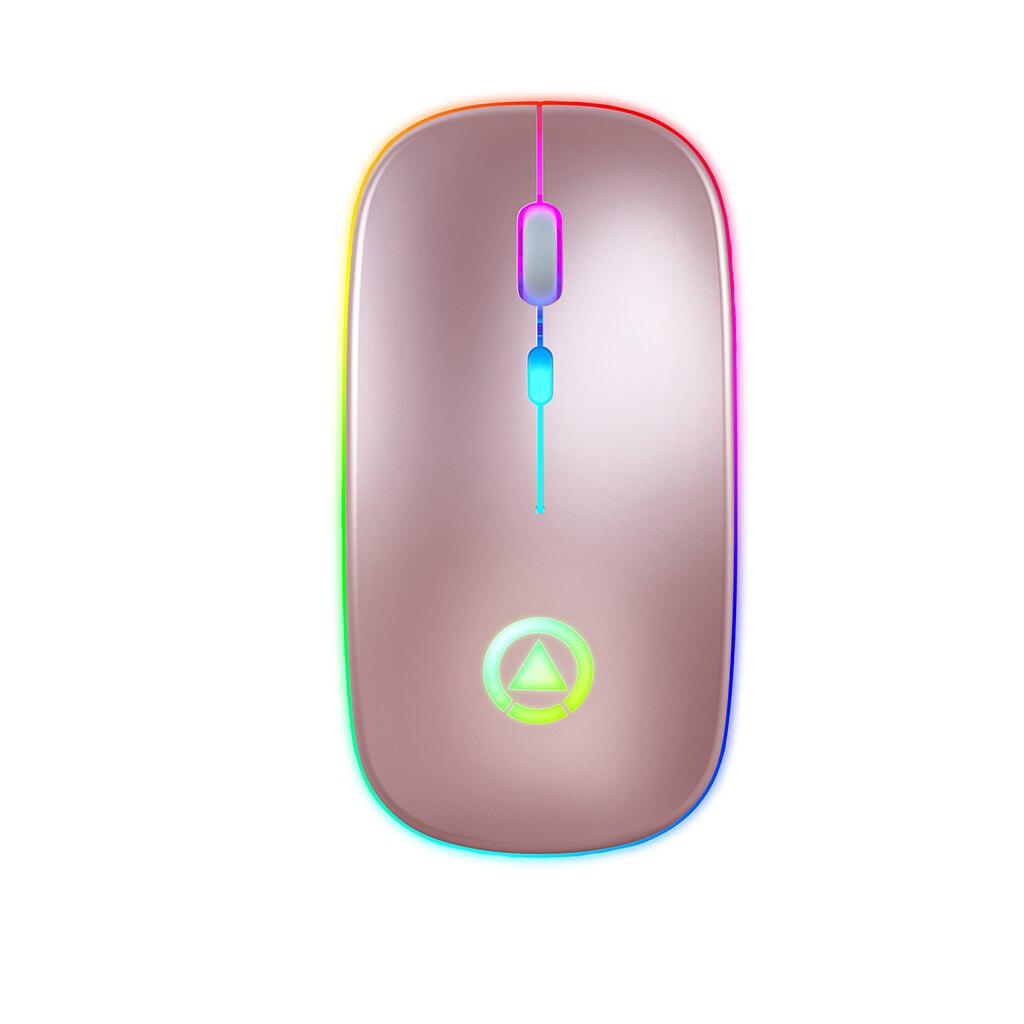 Ultra-Thin Wireless Mouse 2.4GHZ LED Silent Mute Colored Backlit Optical Mice with Hidden USB Receiver DPI Adjustable for Gaming: Rose Gold