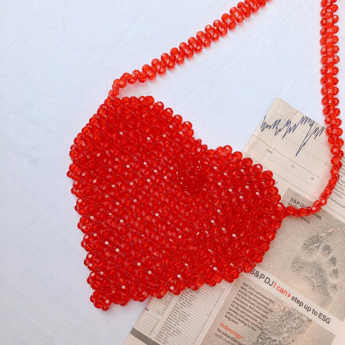 Women Spring Homemade Handmade Beaded Love Peach Retro Year Red Crossbody Bag Exclusive Limited Vintage Bag: Default Title