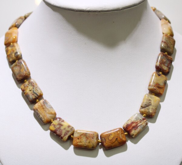 natural stone necklace crystal agates malachite tiger eye Square beads for women jewelry necklace vintage style 18 inches: NO.22