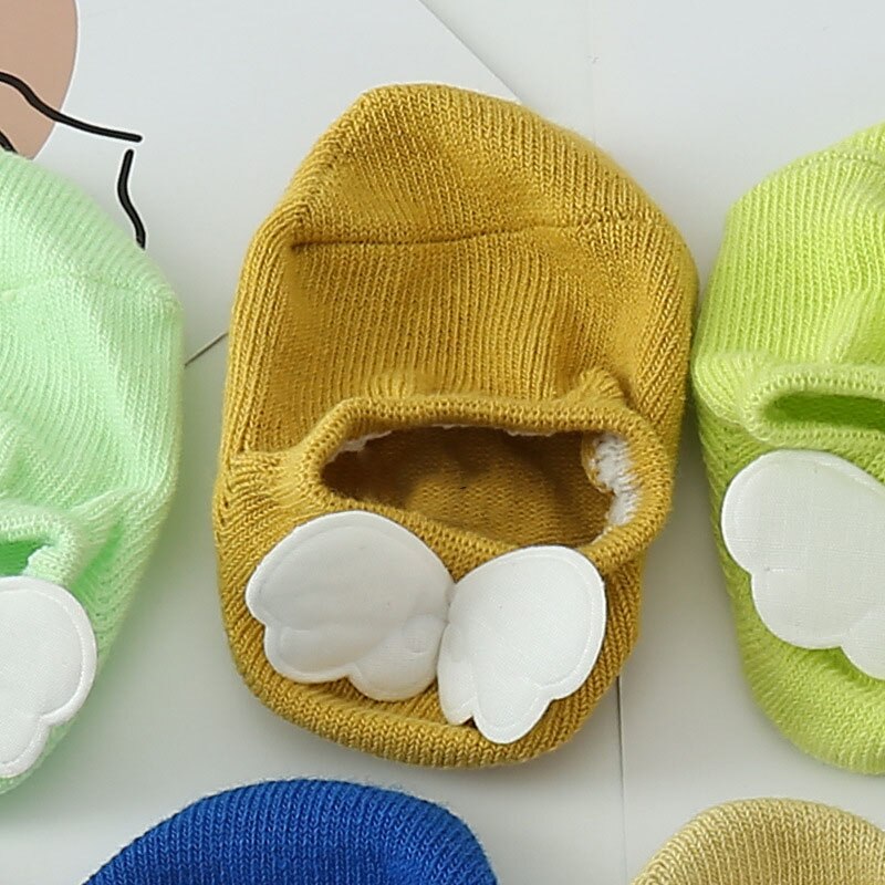 Calzini estivi per bambini calzini corti per bambina in morbido cotone per bambini con suola in gomma calzini antiscivolo per bambini: Yellow / 1-3Y