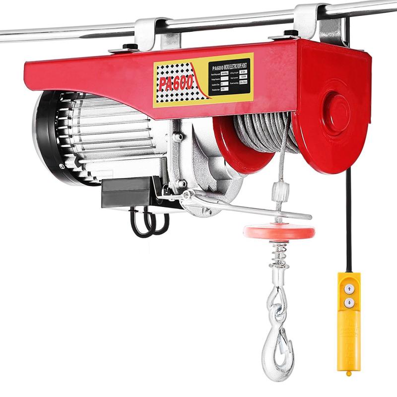 Polipasto eléctrico de 200kg con elevador de coche eléctrico, grúa doméstica de 230V, Motor de cabrestante eléctrico de 500W, tipo acero rojo: Default Title