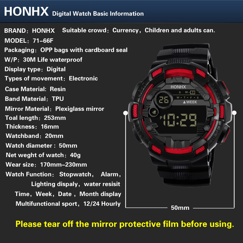 Luxe digitale led-horloge voor heren met datumweergave, sportief, outdoor, elektronisch sporthorloge, verjaardagscadeau, horloges voor mannen, reloj hombre