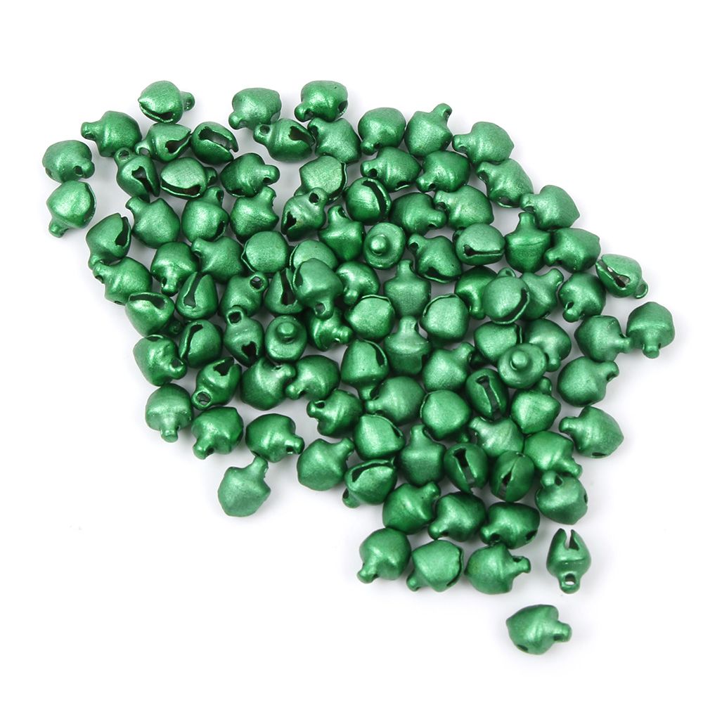 Populære 100 stk løse perler mini jingle klokker juledekoration diy håndværk cn: Grøn