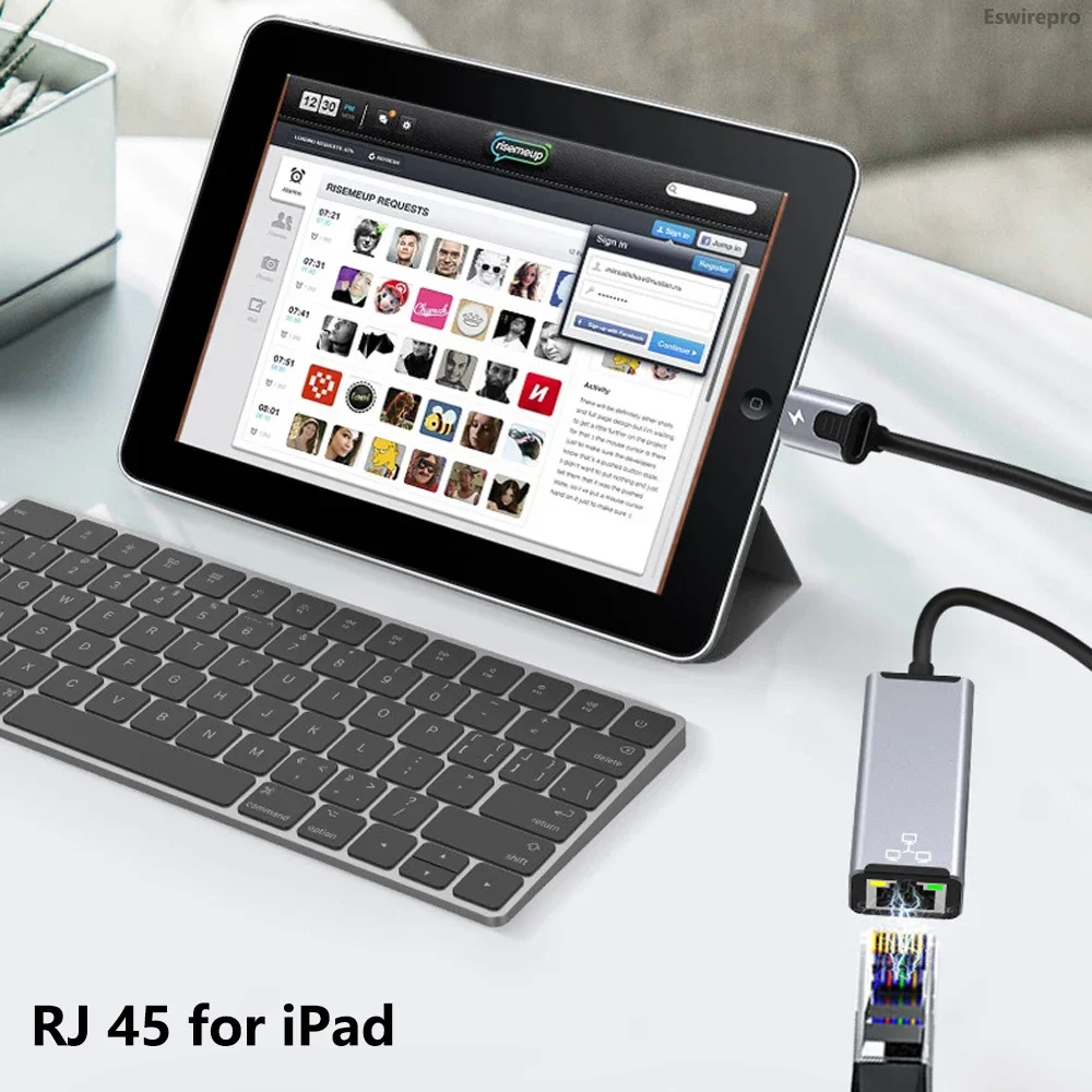 Internet RJ45 pour Lightning iPhone 14 13 12 11 8 7 6 5 /iPad/iPod adaptateur réseau LAN Ethernet avec Port adaptateur de Charge 20W