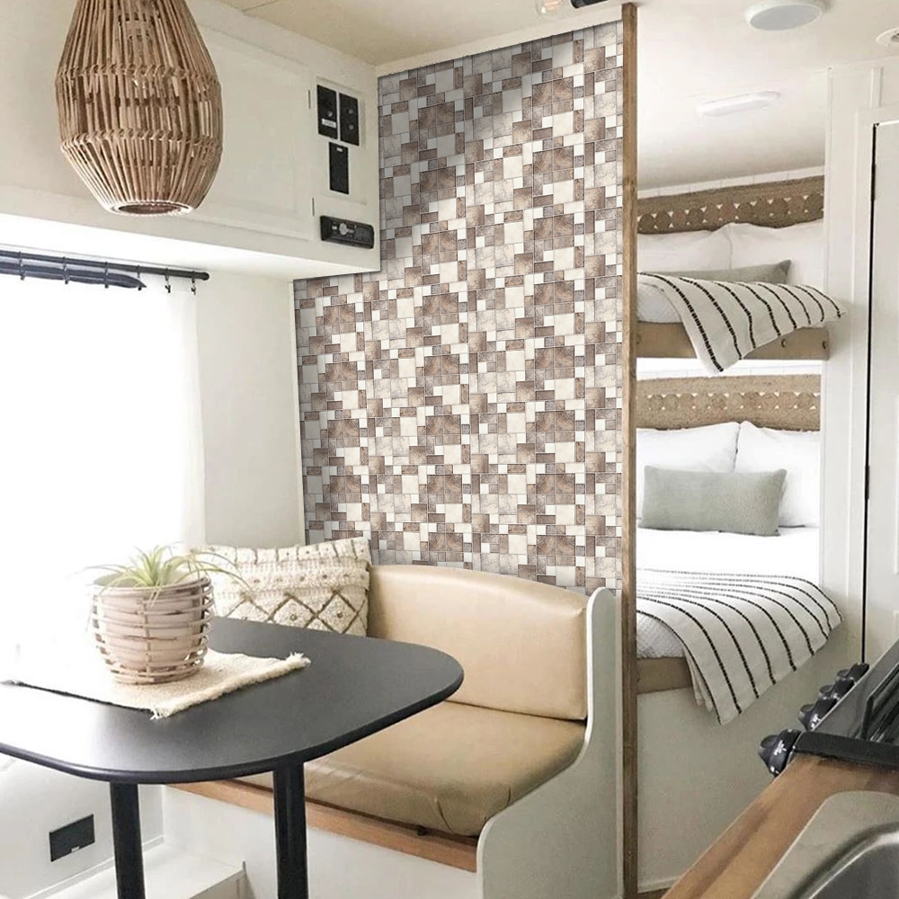 Funlife[r] 10*10cm*18 st mosaik dekorativ vattentät väggdekal för husbil badrum makeover kök hem kakel inredning