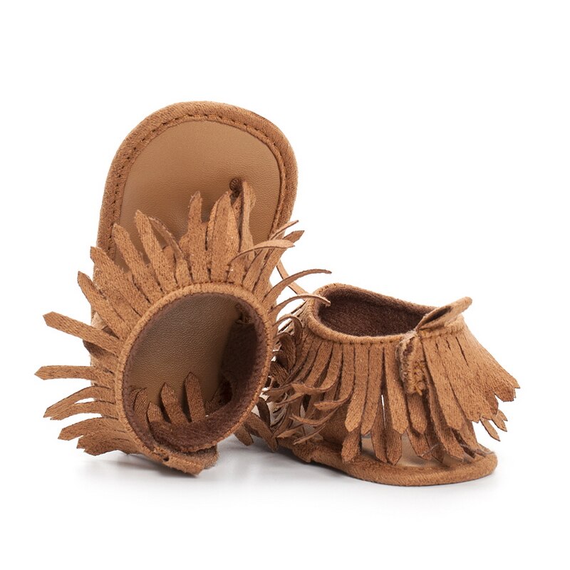 Baby Tassel First Prewalker Summer Toddler Shoes Soft Sole First Walkers For Baby Girl: Brown / 11