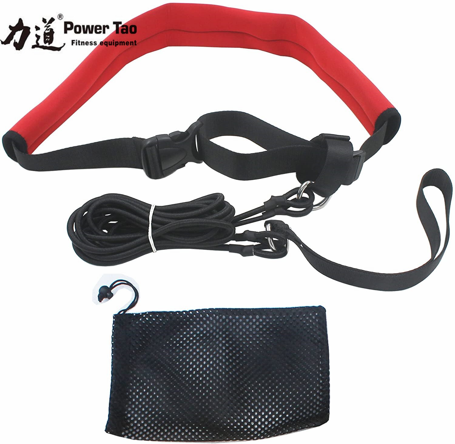 Gränsöverskridande simmotstånd styrketräningsutrustning elastiskt snöre simträning midjeband set simutrustning: Röd