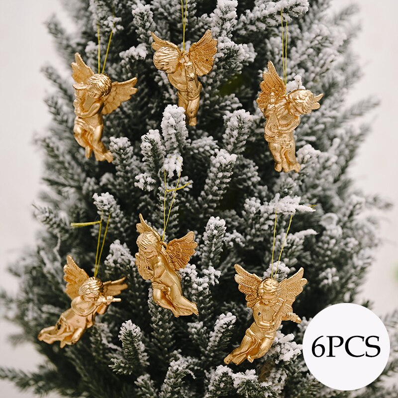 6 stk guldengang vedhæng julepynt til hjemmet juledekoration juletræsdekoration hængende ornamenter årg: Guld -6 stk