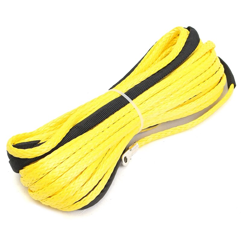 15m 5.5mm Towing Winch Cable Rope String Line Synthetic Fiber 7000lbs For Jeep ATV UTV SUV 4X4 4WD: Yellow