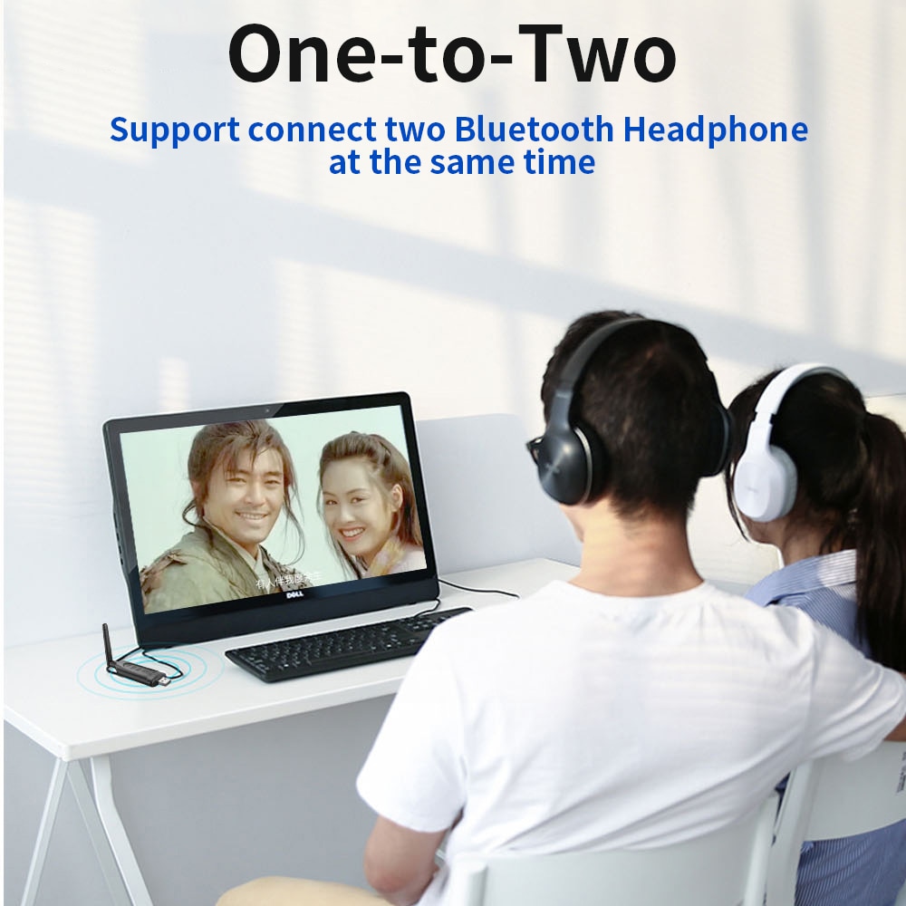 Tebe Bluetooth-Compatibel 5.3 Stereo Audio Transmitter Adapter Aptx Usb Draadloze 3.5Mm Aux Muziek Dongle Met Antenne Voor pc Tv