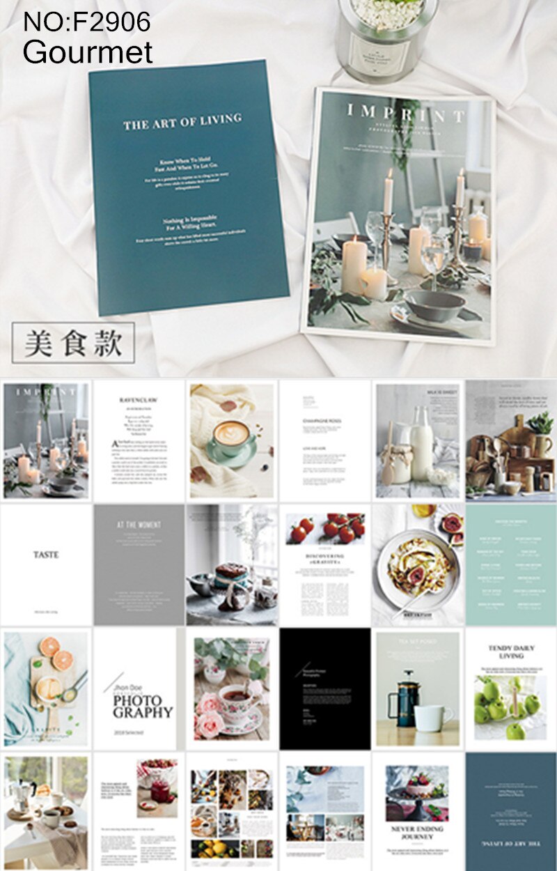INS Photography propsPicture Album Magazine 28*21 cm DIY Photography Background Adornment Gourmetcosmetics photography props: F2906