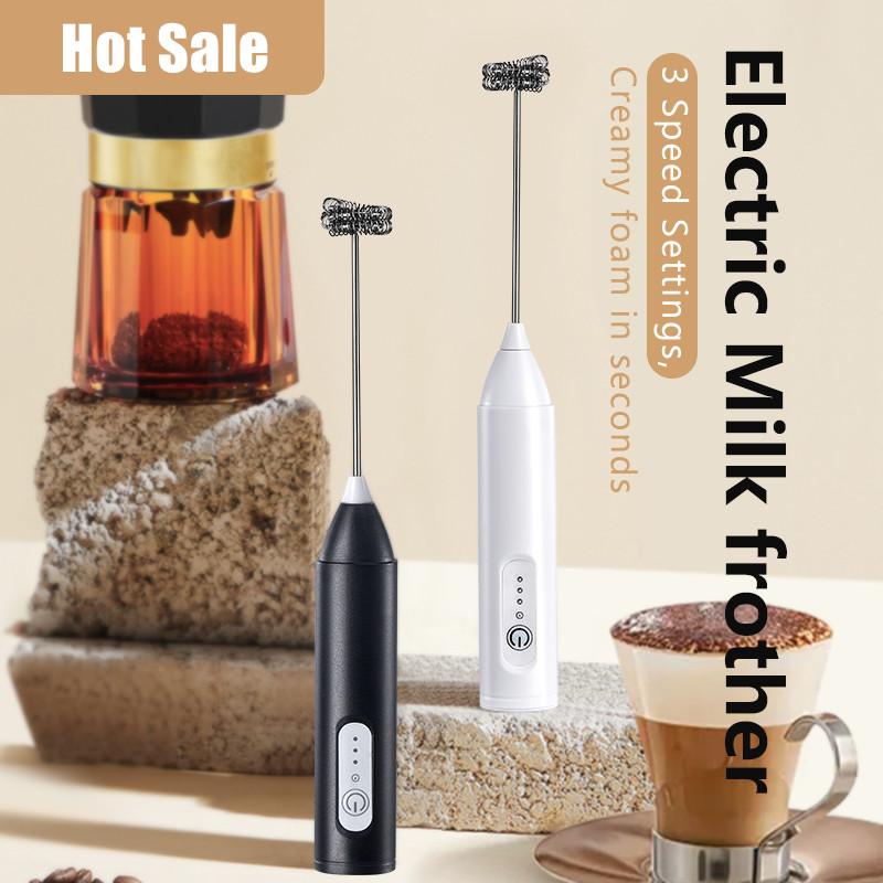 Batidora de leche eléctrica, Espumador de leche de mano de acero inoxidable, batidor de café inalámbrico, batidor de huevos, herramientas para Cocina