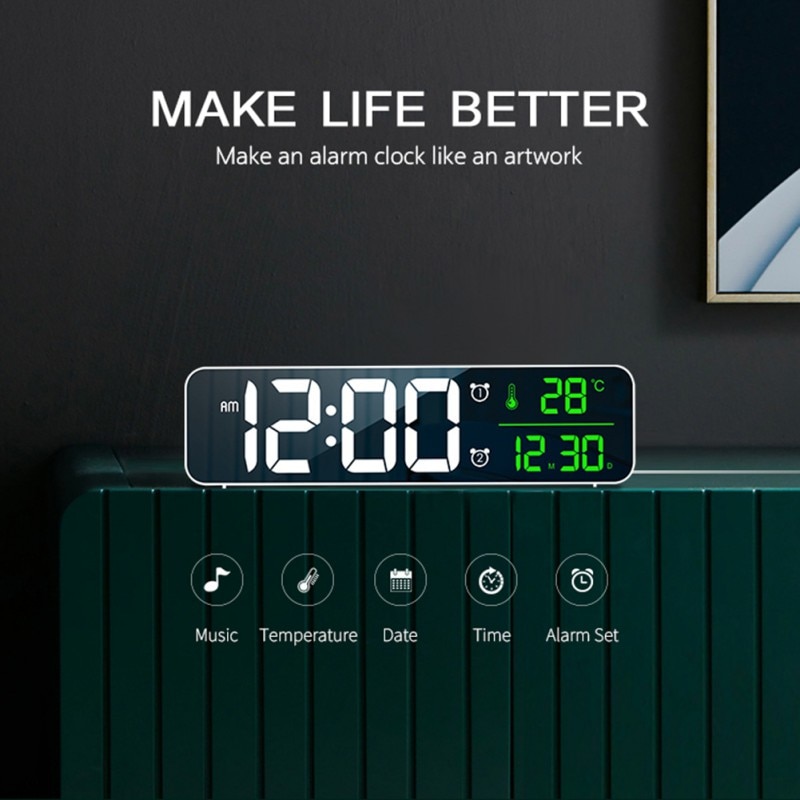 LED Digital Alarm Clocks For Bedrooms Bedside With Snooze Digital Clock For Heavy Sleepers Dual Clock With USB Charger