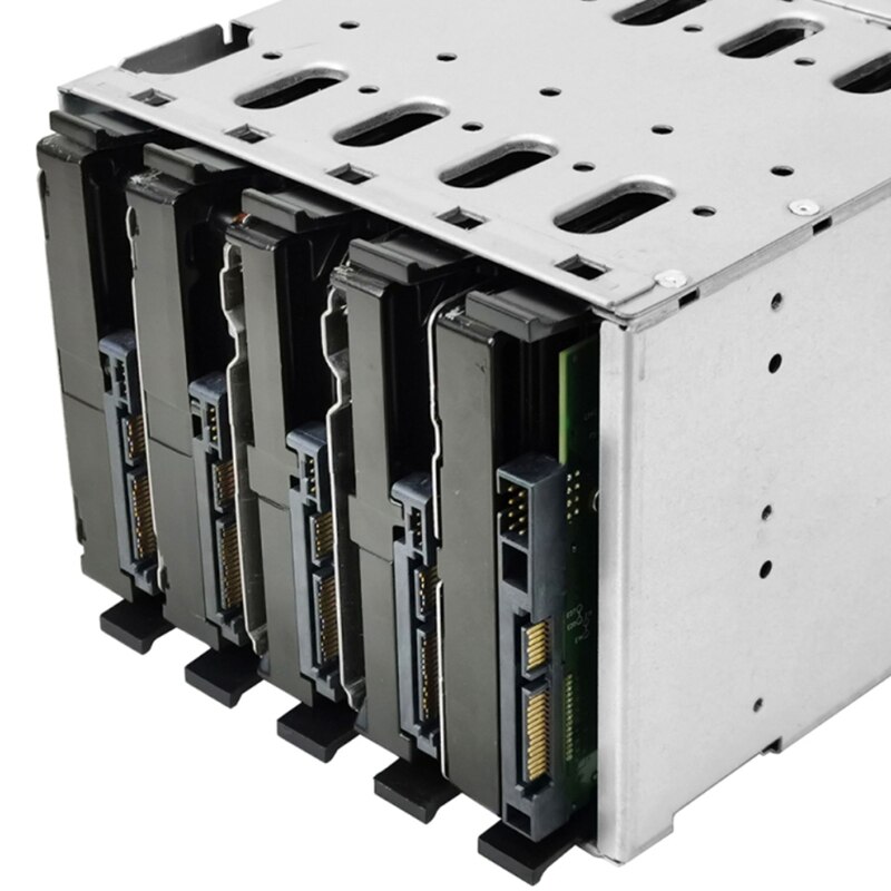 LX0B Hard Drive Cage Stainless Steel 5x3.5 Inch SATA SAS HDD Cage Rack Hard Driver Tray with Fan Space