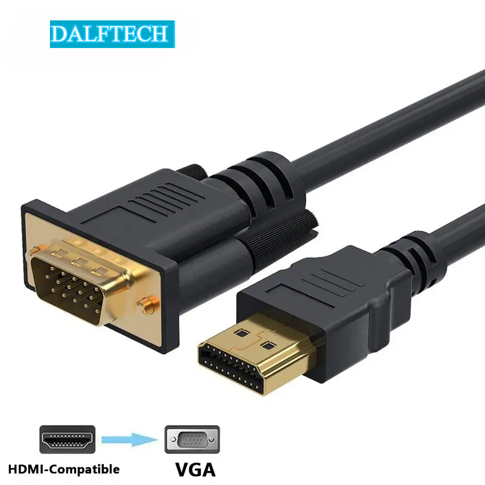 1080P HDMI-Compatible to VGA Adapter Connecto Line Converter Cable 1.8M FHD For Desktop Laptop PC TV Monitor Projector