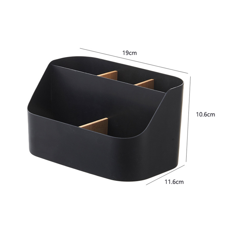 Desktop Storage Box Multi-functional Makeup Brush Remote Control Holder Plastic Storage Dividing Box Office Supplies Organizer: Brown