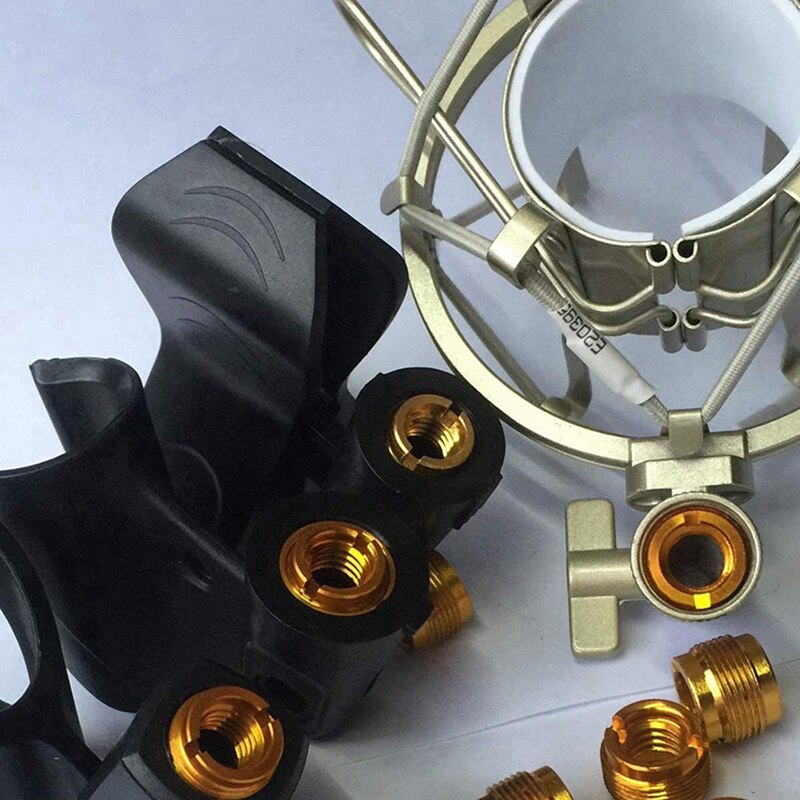 12 stück gewindemutter-adapter für mikrofonklemmen und mikrofonstative, gold und silber