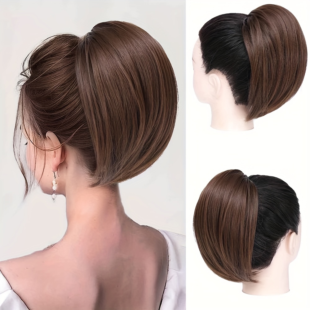 Postizo sintético de moño alto recto para mujer, extensión de cola de caballo con cordón , fácil de usar, moño de pelo de: #30