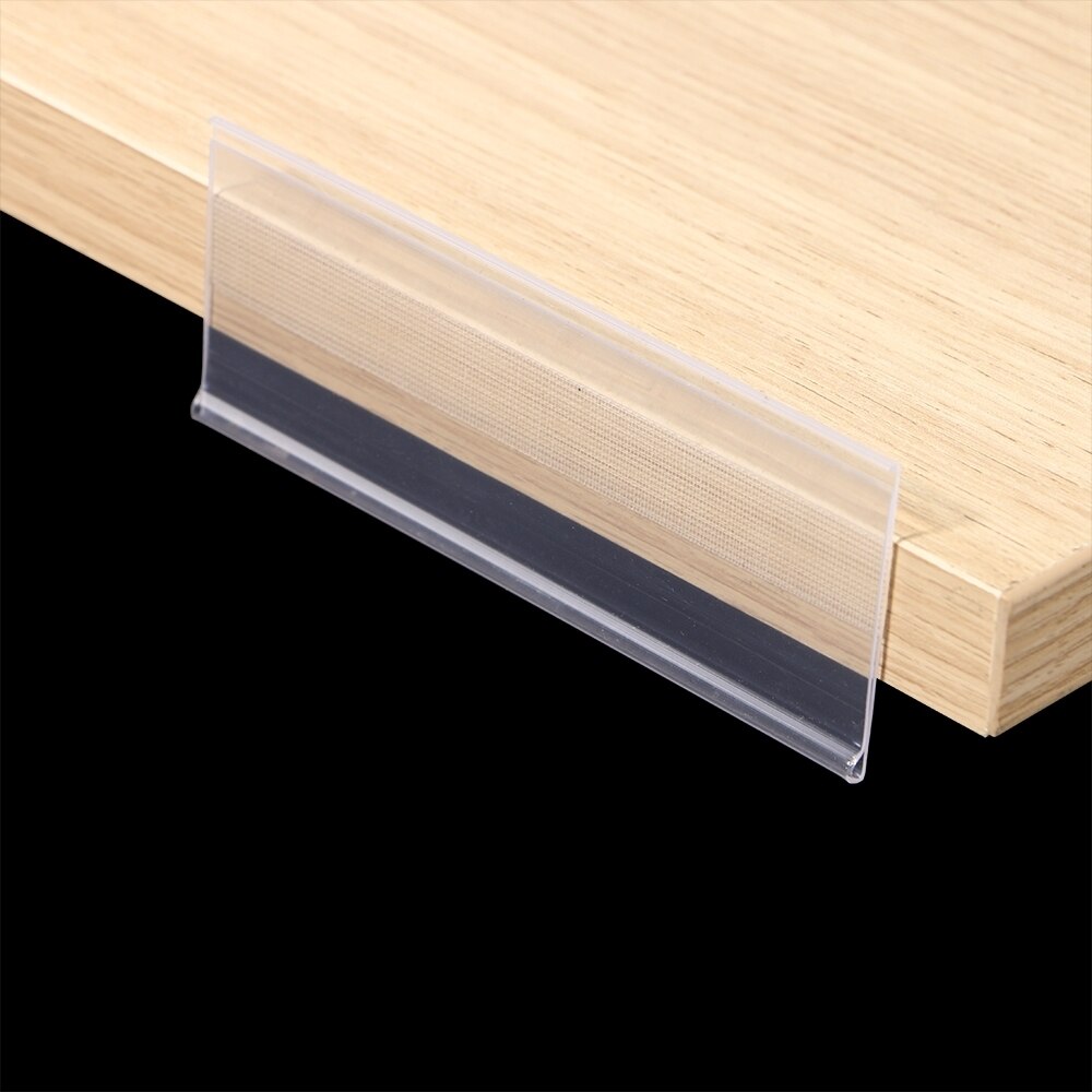 Plastic Pvc Shelf Data Strips Clip Holder with Adhesive Tape on Back 10cm for Merchandise Price Talker Sign Label Display 100pcs