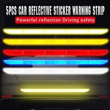 5 stk / sæt bil reflekterende klistermærke auto bagagerum advarsel strip nano tape til kørsel anti-kollision bil-styling lysende sikkerhedstape