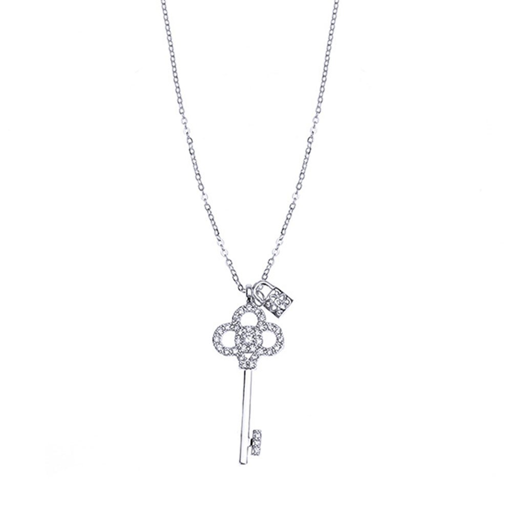 Sipengjel kubieke zirkonia prachtige sleutel hanger ketting gouden ketting choker ketting voor vrouwen sieraden: Zilver 2