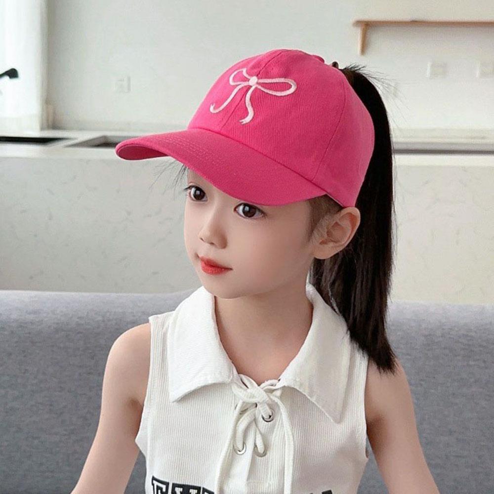 Arcos, gorras de béisbol para niños, gorras huecas vacías con cola de caballo alta, gorras ajustables para el sol de verano para niños, gorra de béisbol de Hip Hop para niñas: Blanco