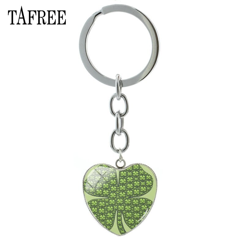 TAFREE Lucky Clover Hart Vorm Sleutelhanger Vlinder Sleutelhanger klavertje Vier Populaire Cabochon Sieraden Voor QF368: QF360